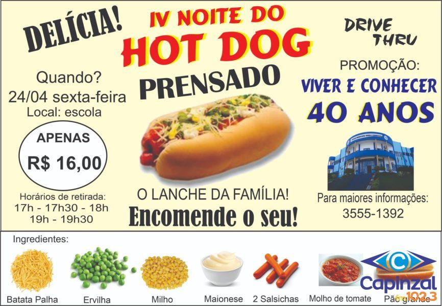 Escola Viver e Conhecer promove IV Noite do Hot Dog Prensado em Capinzal e convida comunidade regional