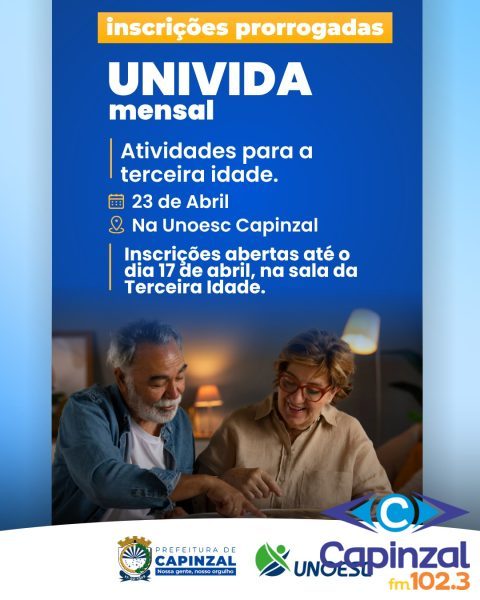 Capinzal está com inscrições abertas para a Univida e reforça ações voltadas à qualidade de vida da terceira idade