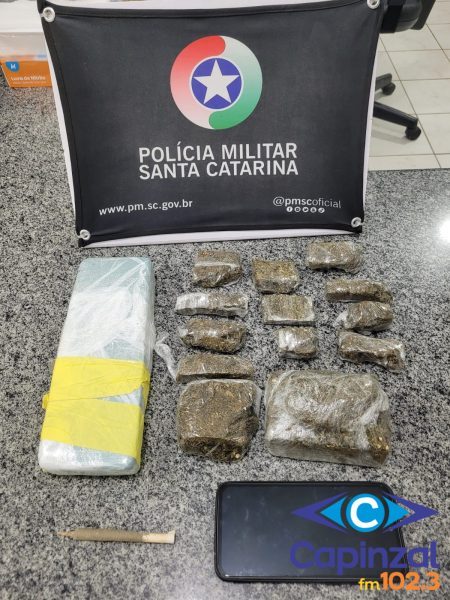 Quase 1,5 kg de Maconha é apreendido pela PM em Campos Novos