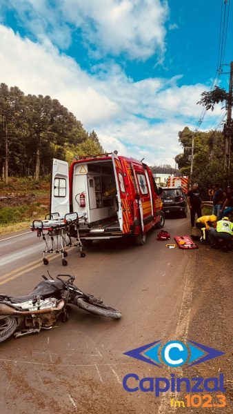Motociclista fica ferido após queda na SC-135