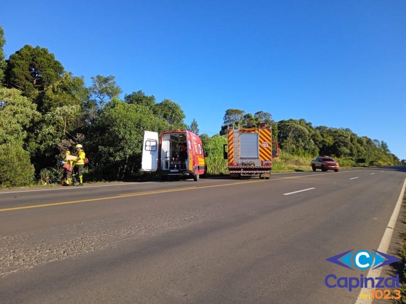 Saída de pista na BR-282 deixa três feridos em Vargem Bonita