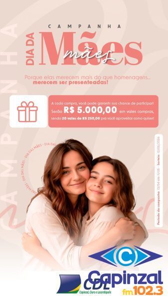 Comércio terá horário estendido até às 20 horas nesta sexta-feira e CDL promove campanha de Dia das Mães com R$ 5 mil em prêmios