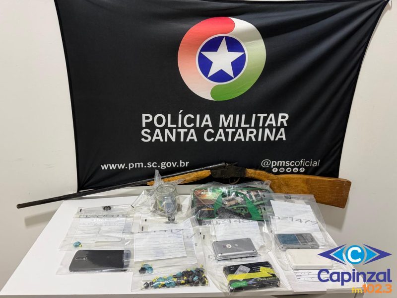 PM realiza operação contra o tráfico, apreende cocaína e espingarda em Capinzal