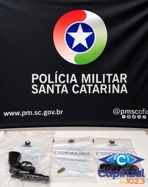 Revólver furtado é encontrado por morador em quintal de residência desabitada em Capinzal