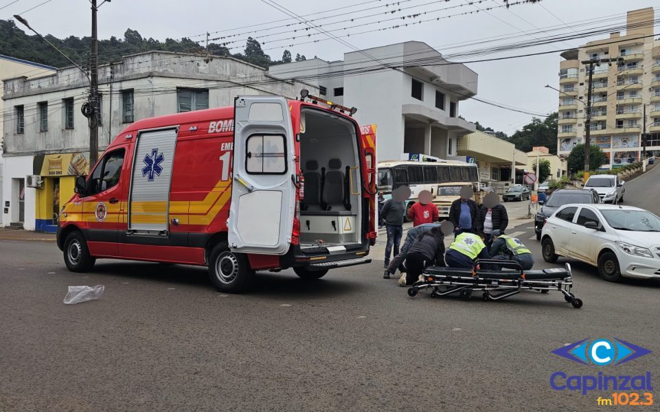 Motociclista fica ferido após acidente no centro de Ouro