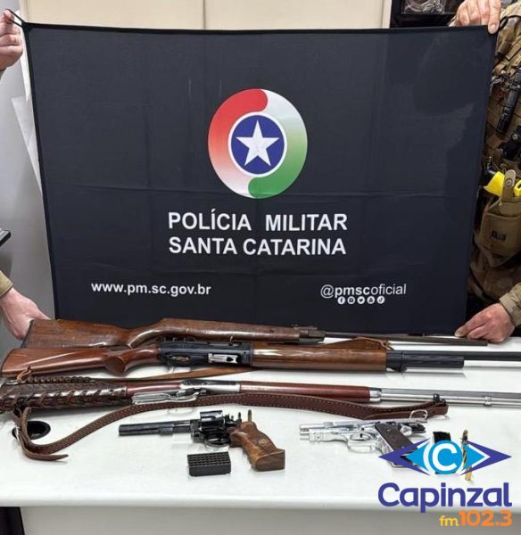PM prende dois homens por tentativa de homicídio e apreende armas de fogo em Erval Velho