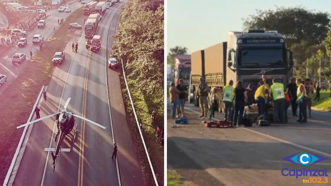 PRF fica gravemente ferido após ser atropelado por motociclista sem habilitação durante fiscalização na BR-282