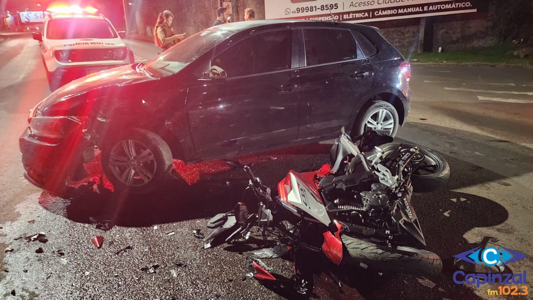 Motociclista fica ferido em colisão no acesso à Cidade Alta, em Capinzal
