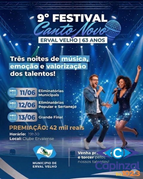 Começa nesta quinta-feira o 9º Festival Canto Novo, um dos maiores eventos culturais do Meio-Oeste