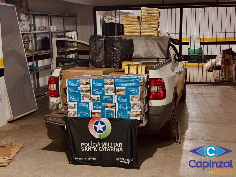 Perseguição termina com apreensão de 9 mil maços de cigarros contrabandeados no Oeste de SC