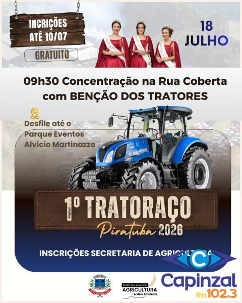 Piratuba realizará o 1° Tratoraço no dia 18 de julho