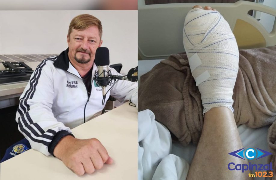 OUÇA: Mestre Rudemar Dickel relata acidente entre carro e moto que sofreu em Capinzal e risco de amputação do pé