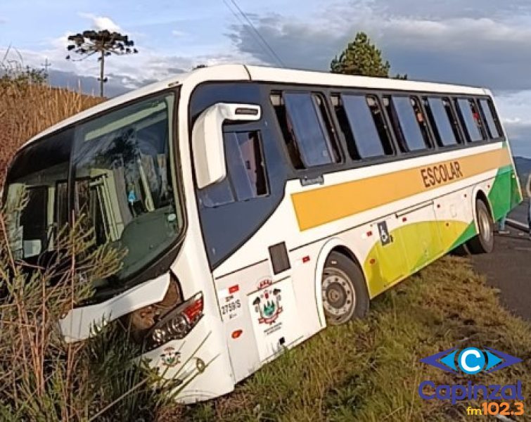 Ônibus escolar colide contra barranco após apresentar problema mecânico em Santa Cecília
