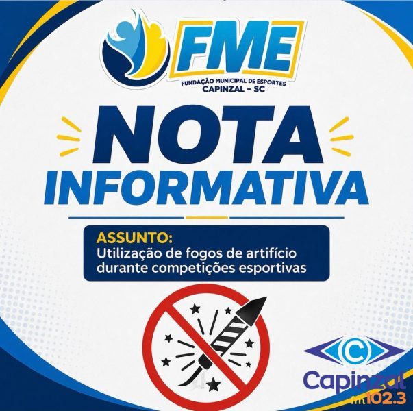 FME de Capinzal reforça proibição de fogos de artifício com estampido em competições esportivas