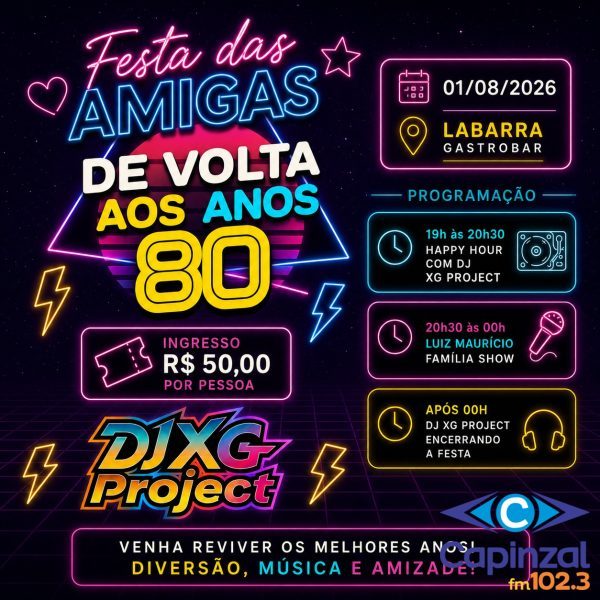 Mais de 500 mulheres promovem festa beneficente "De Volta aos Anos 80" em Capinzal