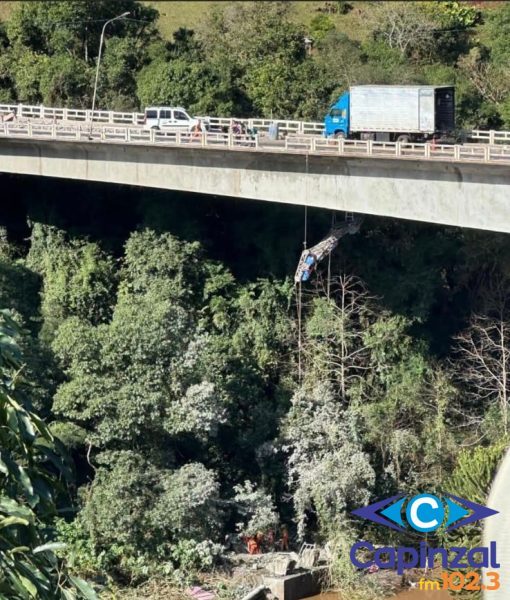 Trabalhador sofre queda de cerca de 15 metros em ponte em obras na BR-282, em Joaçaba