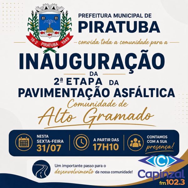 Piratuba inaugura nesta sexta-feira a 2ª etapa da pavimentação asfáltica em Alto Gramado