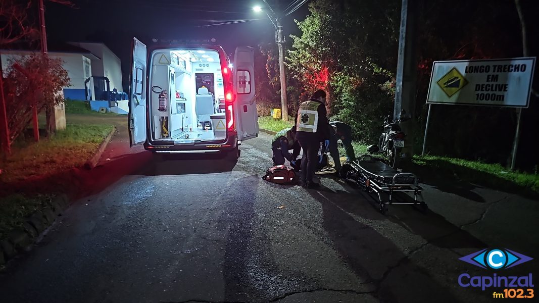 Motociclista fica inconsciente após acidente na madrugada em Capinzal