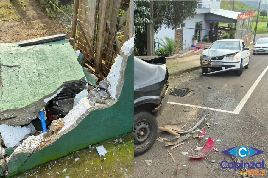 Motorista colide em hidrômetro de residência no Loteamento Nova Capinzal e depois na traseira de carro no Bairro São Cristóvão