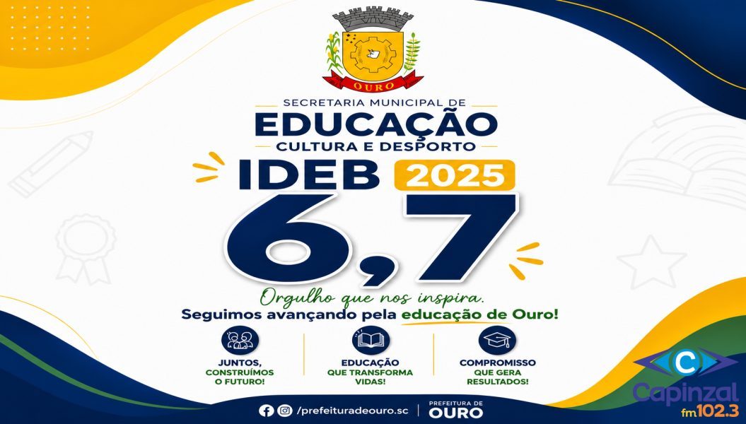 Ouro alcança nota 6,7 no IDEB 2025 e avança na qualidade da educação municipal