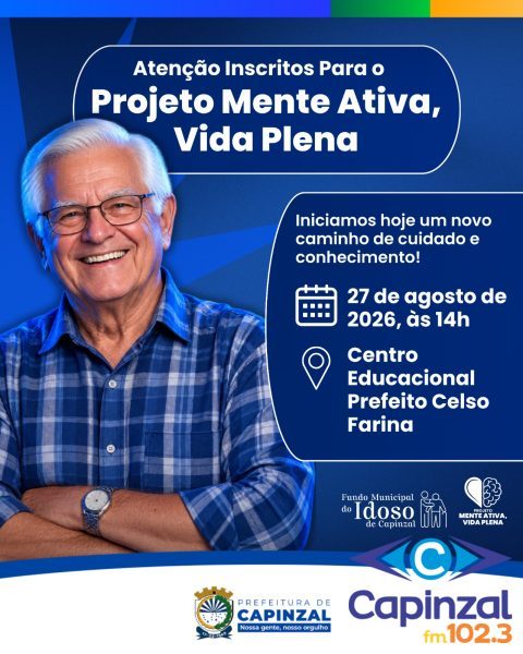Projeto Mente Ativa, Vida Plena inicia atividades nesta quinta-feira em Capinzal
