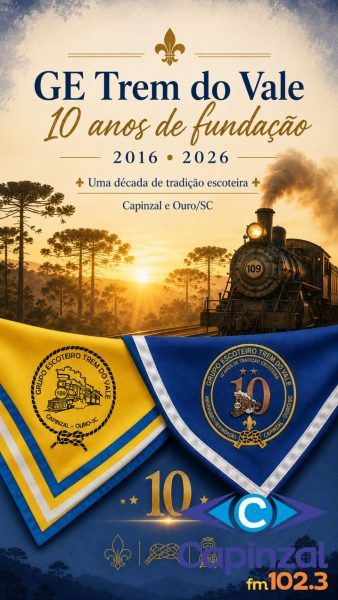 Grupo Escoteiro Trem do Vale comemora 10 anos de fundação em Capinzal e Ouro