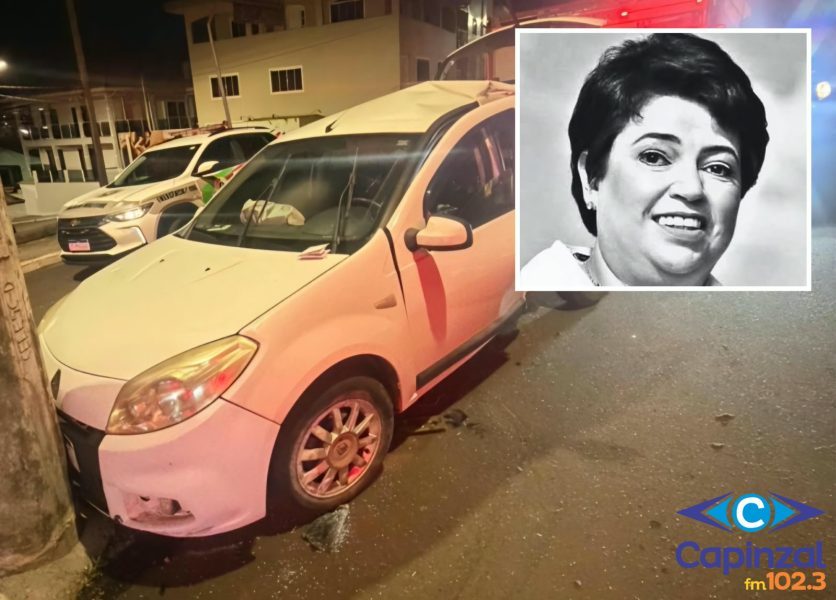 Mulher natural de Capinzal morre após colidir carro contra poste em Campos Novos