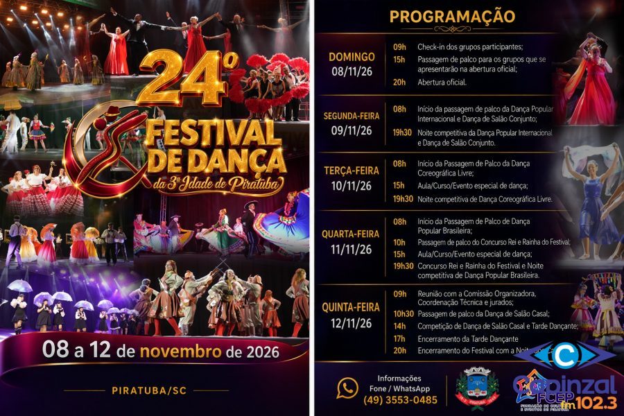 Piratuba se prepara para receber o 24° Festival de Dança da 3ª Idade