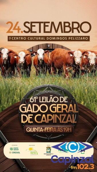 Capinzal recebe nesta quinta-feira o 61º Leilão de Gado Geral