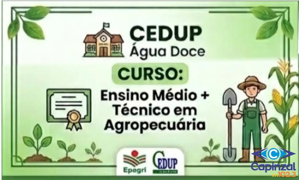 Epagri abre inscrições para 90 vagas no Ensino Médio integrado ao Técnico em Agropecuária em Água Doce