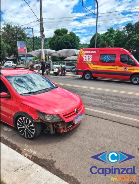 Motociclista fica ferido em colisão lateral no Centro de Ipira