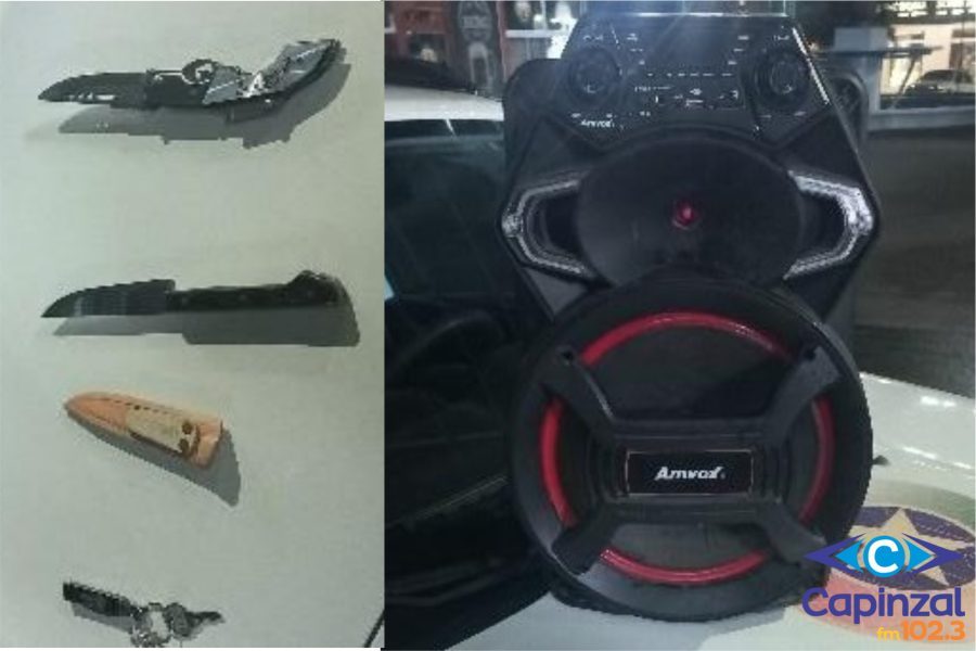 Polícia apreende caixa de som e facas após ocorrência de perturbação do sossego em Anita Garibaldi